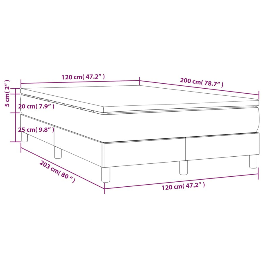 Boxspring met matras kunstleer wit 120x200 cm 120 x 200 cm 25 cm Wit