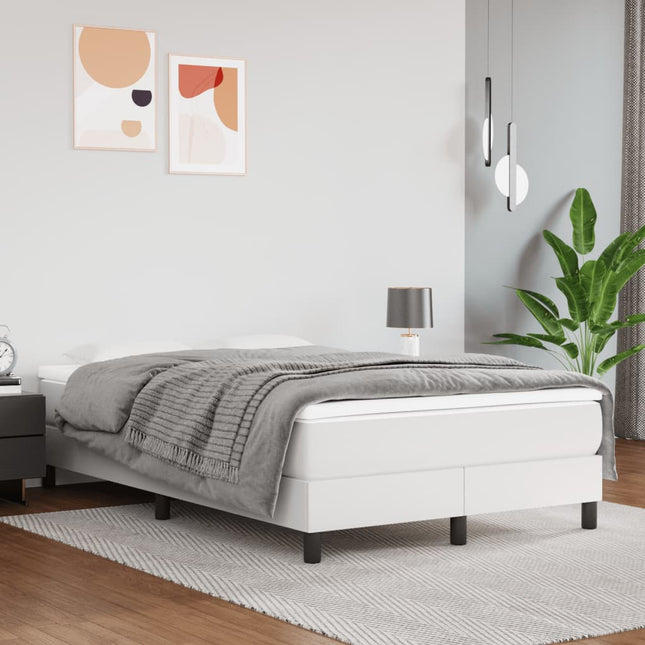 Boxspring met matras kunstleer wit 120x200 cm 120 x 200 cm 25 cm Wit