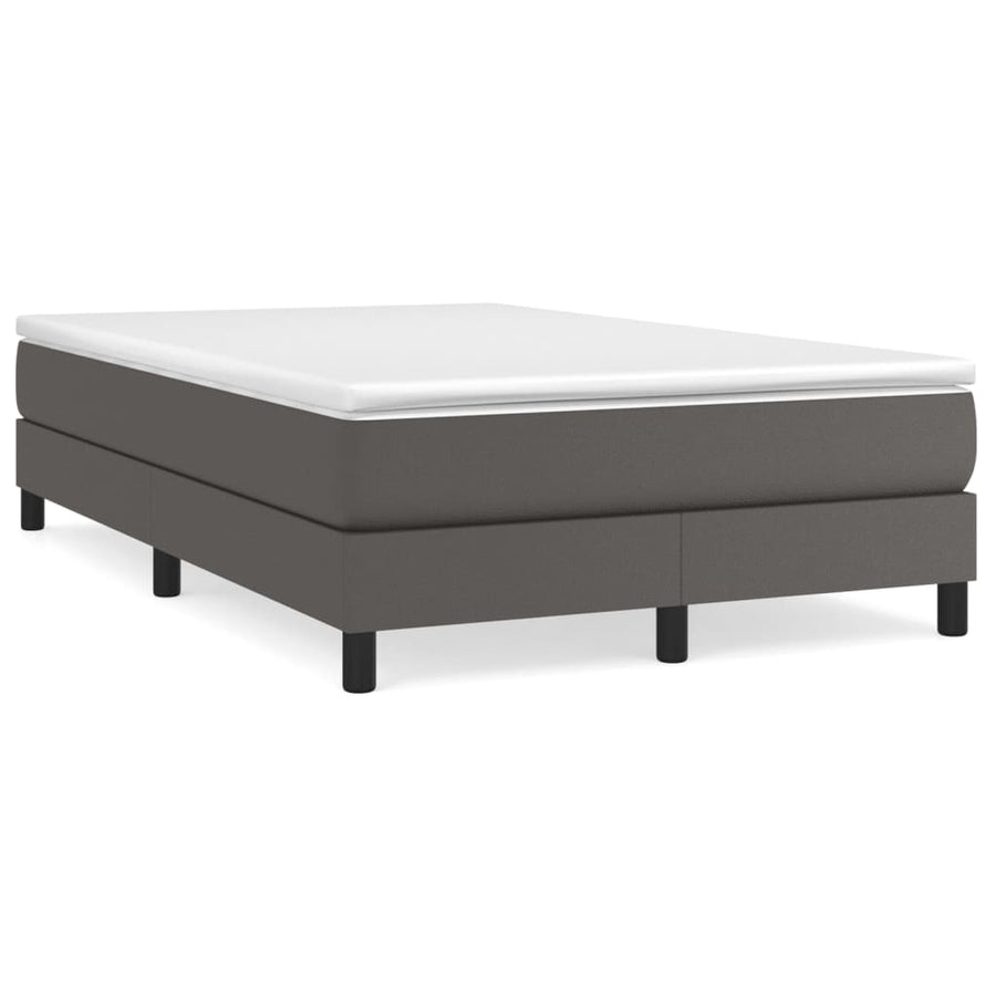 Boxspring met matras kunstleer grijs 120x200 cm 120 x 200 cm 25 cm Grijs