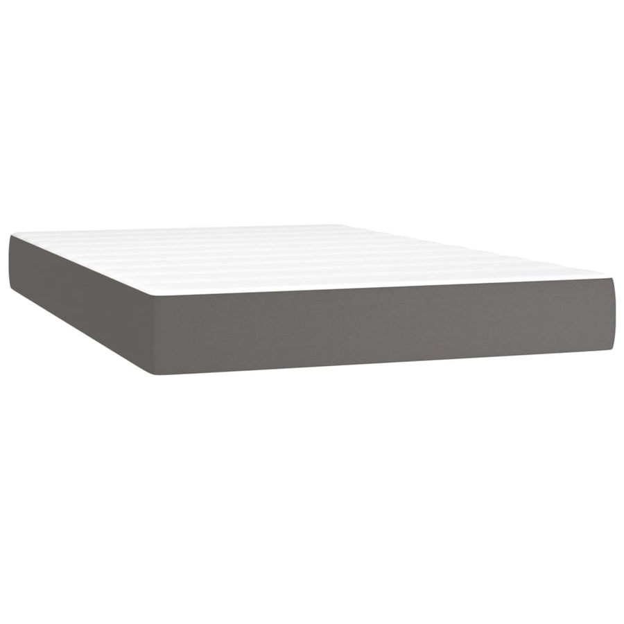 Boxspring met matras kunstleer grijs 120x200 cm 120 x 200 cm 25 cm Grijs