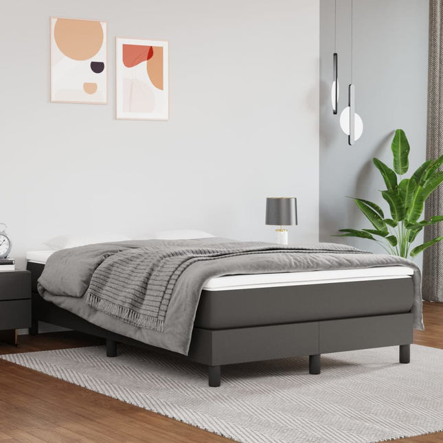 Boxspring met matras kunstleer grijs 120x200 cm 120 x 200 cm 25 cm Grijs