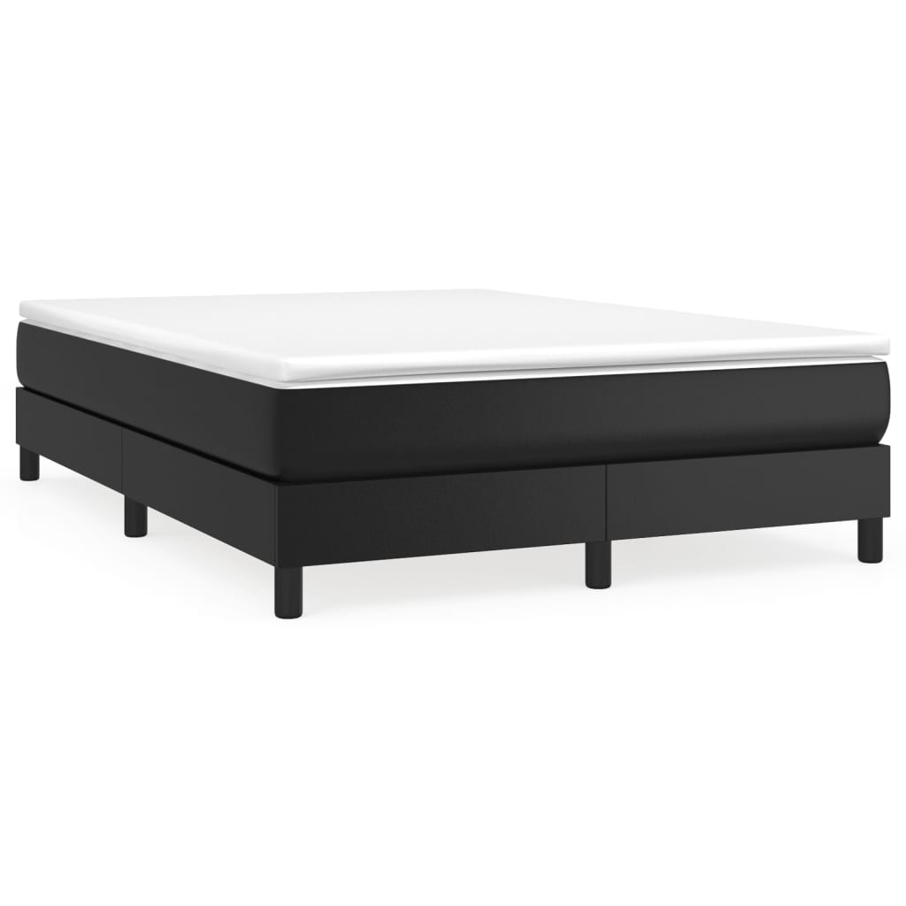 Boxspring met matras kunstleer zwart 140x190 cm 140 x 190 cm 25 cm Zwart