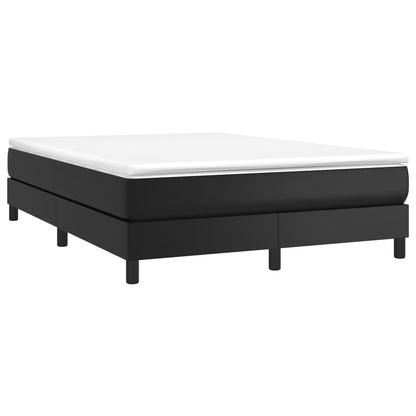 Boxspring met matras kunstleer zwart 140x190 cm 140 x 190 cm 25 cm Zwart