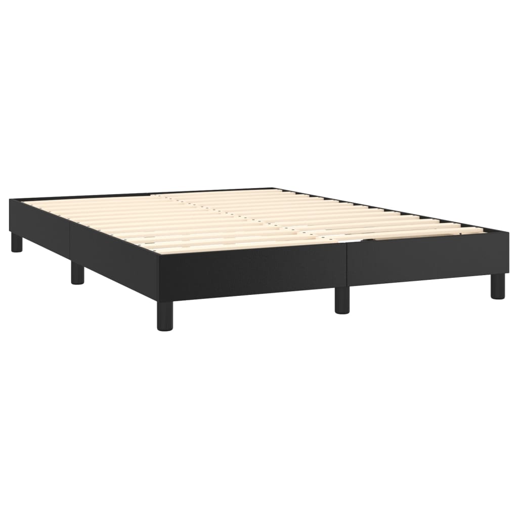 Boxspring met matras kunstleer zwart 140x190 cm 140 x 190 cm 25 cm Zwart
