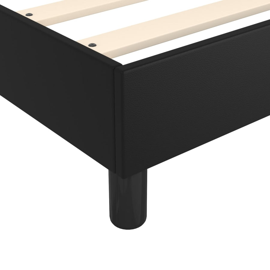Boxspring met matras kunstleer zwart 140x190 cm 140 x 190 cm 25 cm Zwart