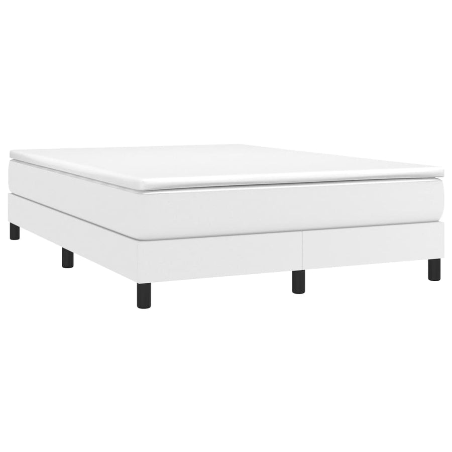 Boxspring met matras kunstleer wit 140x190 cm 140 x 190 cm 25 cm Wit