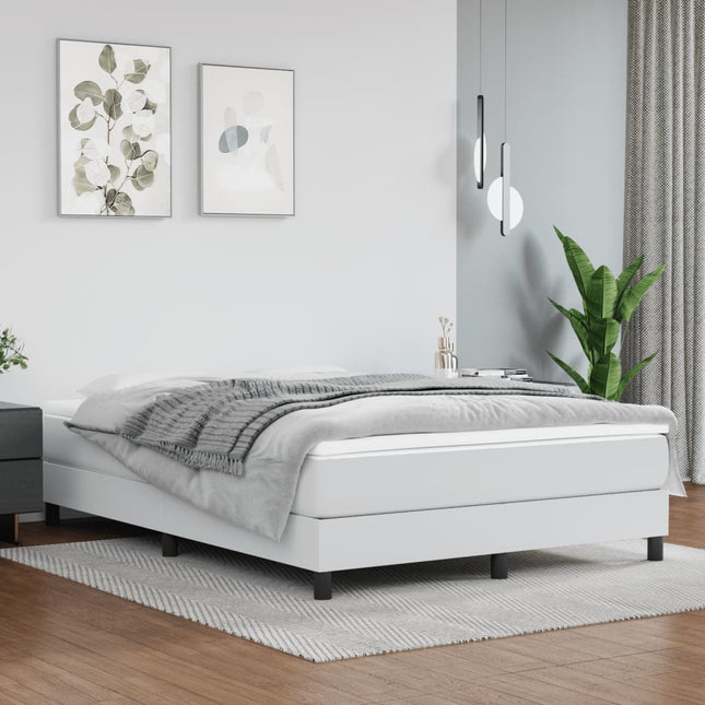 Boxspring met matras kunstleer wit 140x190 cm 140 x 190 cm 25 cm Wit