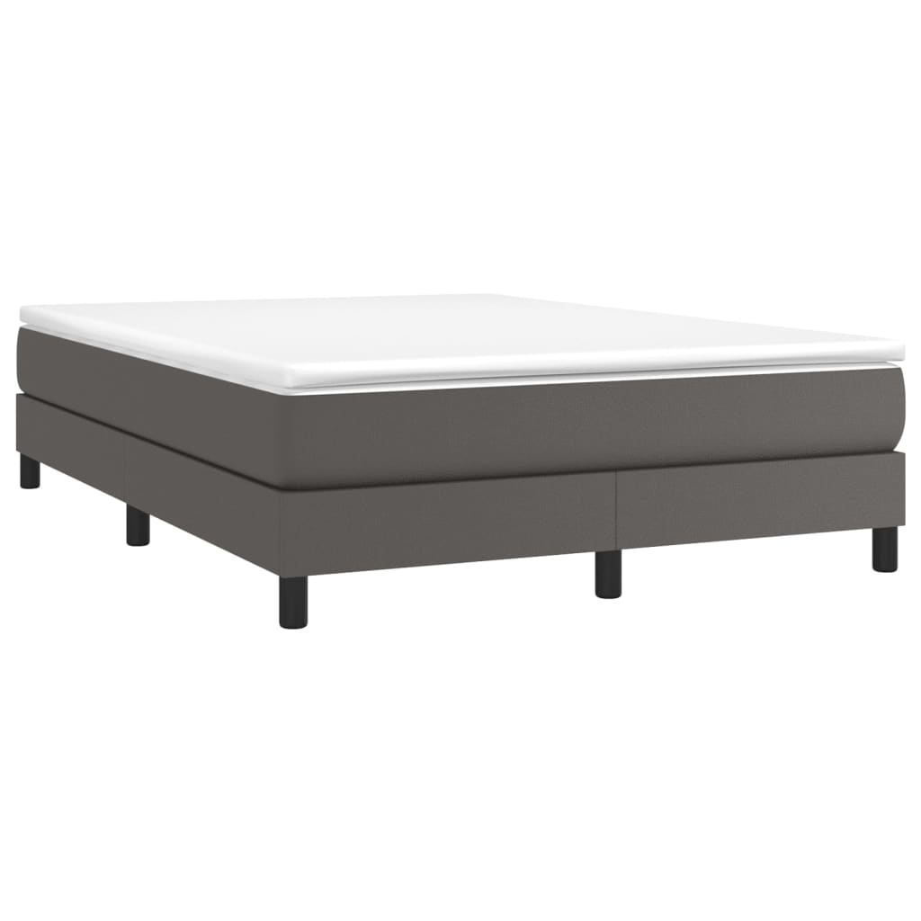 Boxspring met matras kunstleer grijs 140x190 cm 140 x 190 cm 25 cm Grijs