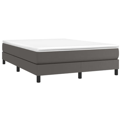 Boxspring met matras kunstleer grijs 140x190 cm 140 x 190 cm 25 cm Grijs