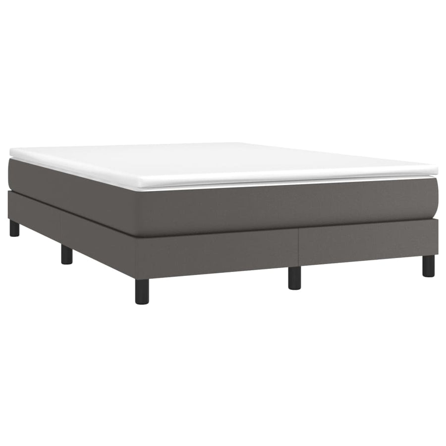 Boxspring met matras kunstleer grijs 140x190 cm 140 x 190 cm 25 cm Grijs