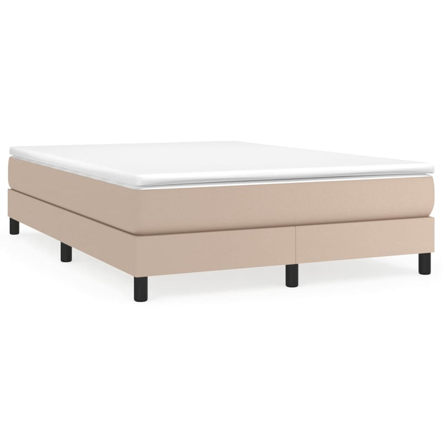 Boxspring met matras kunstleer cappuccinokleurig 140x190 cm 140 x 190 cm 25 cm Cappuccino