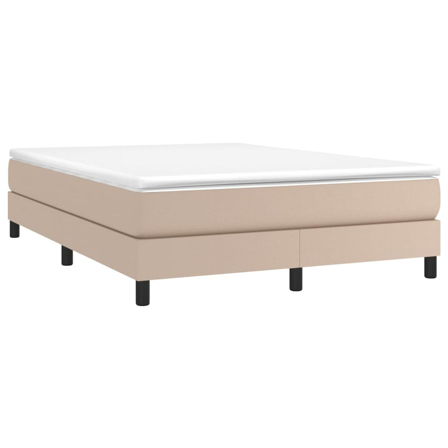 Boxspring met matras kunstleer cappuccinokleurig 140x190 cm 140 x 190 cm 25 cm Cappuccino