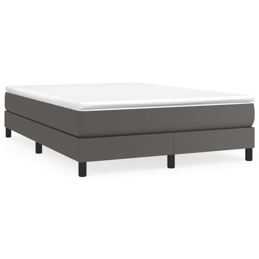 Boxspring met matras kunstleer grijs 140x200 cm 140 x 200 cm 25 cm Grijs