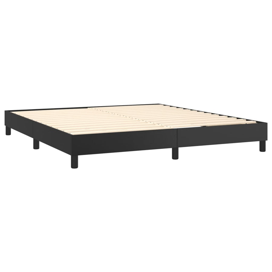 Boxspring met matras kunstleer zwart 160x200 cm 160 x 200 cm 25 cm Zwart