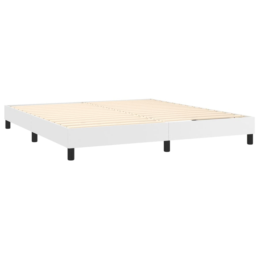 Boxspring met matras kunstleer wit 160x200 cm 160 x 200 cm 25 cm Wit