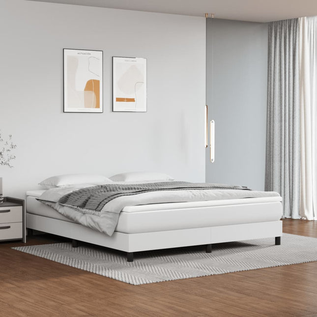 Boxspring met matras kunstleer wit 160x200 cm 160 x 200 cm 25 cm Wit