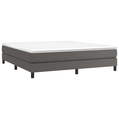 Boxspring met matras kunstleer grijs 160x200 cm 160 x 200 cm 25 cm Grijs