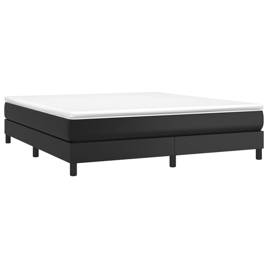 Boxspring met matras kunstleer zwart 180x200 cm 180 x 200 cm 25 cm Zwart