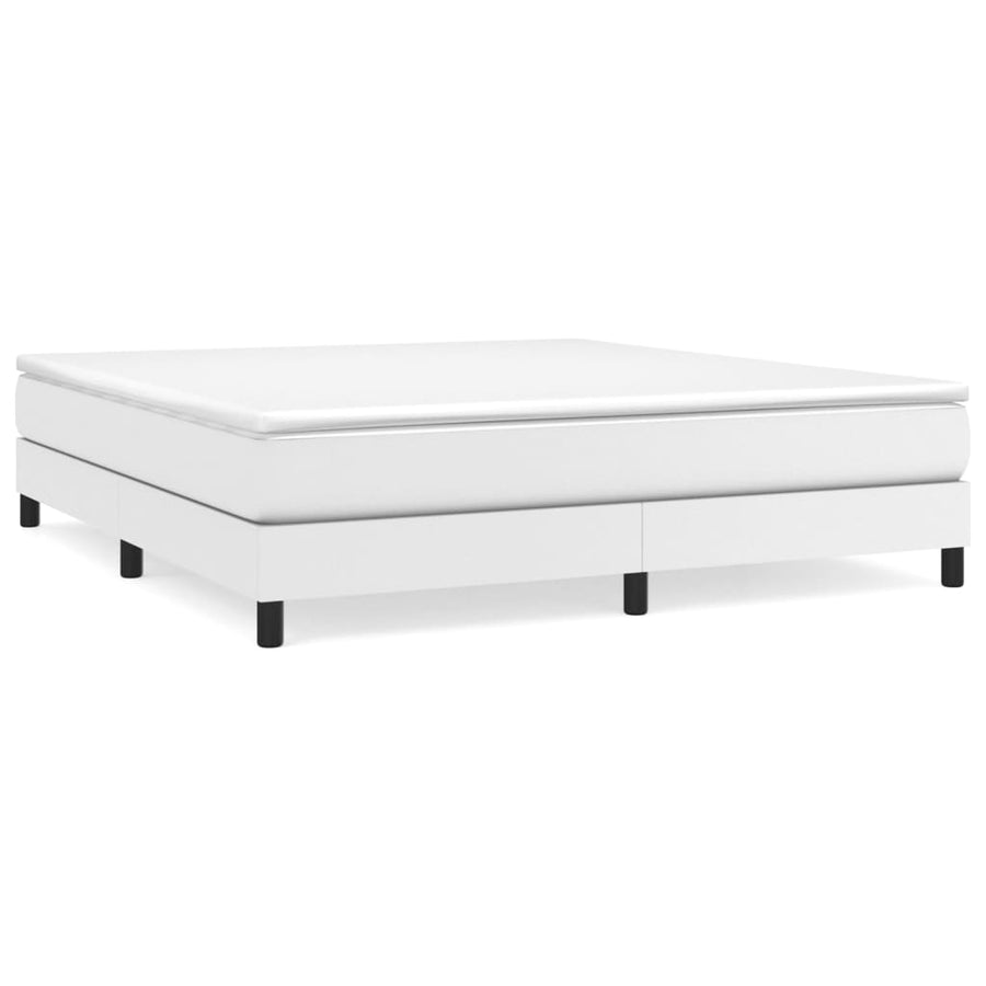 Boxspring met matras kunstleer wit 180x200 cm 180 x 200 cm 25 cm Wit