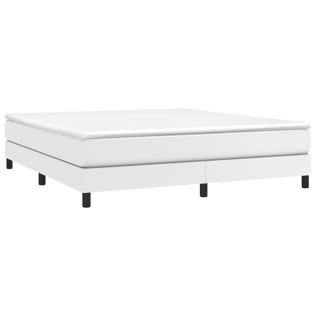 Boxspring met matras kunstleer wit 180x200 cm 180 x 200 cm 25 cm Wit