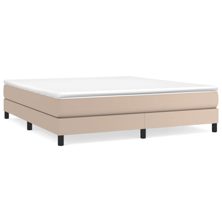 Boxspring met matras kunstleer cappuccinokleurig 180x200 cm 180 x 200 cm 25 cm Cappuccino