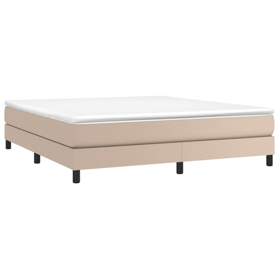 Boxspring met matras kunstleer cappuccinokleurig 180x200 cm 180 x 200 cm 25 cm Cappuccino