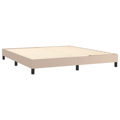 Boxspring met matras kunstleer cappuccinokleurig 180x200 cm 180 x 200 cm 25 cm Cappuccino