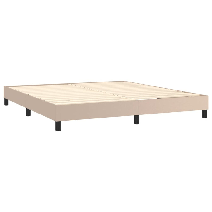 Boxspring met matras kunstleer cappuccinokleurig 180x200 cm 180 x 200 cm 25 cm Cappuccino