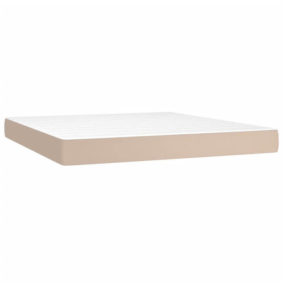 Boxspring met matras kunstleer cappuccinokleurig 180x200 cm 180 x 200 cm 25 cm Cappuccino