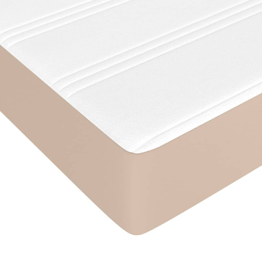 Boxspring met matras kunstleer cappuccinokleurig 180x200 cm 180 x 200 cm 25 cm Cappuccino