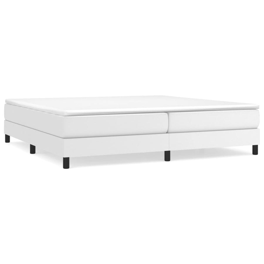 Boxspring met matras kunstleer wit 200x200 cm 200 x 200 cm 25 cm Wit