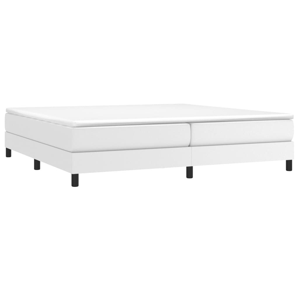 Boxspring met matras kunstleer wit 200x200 cm 200 x 200 cm 25 cm Wit