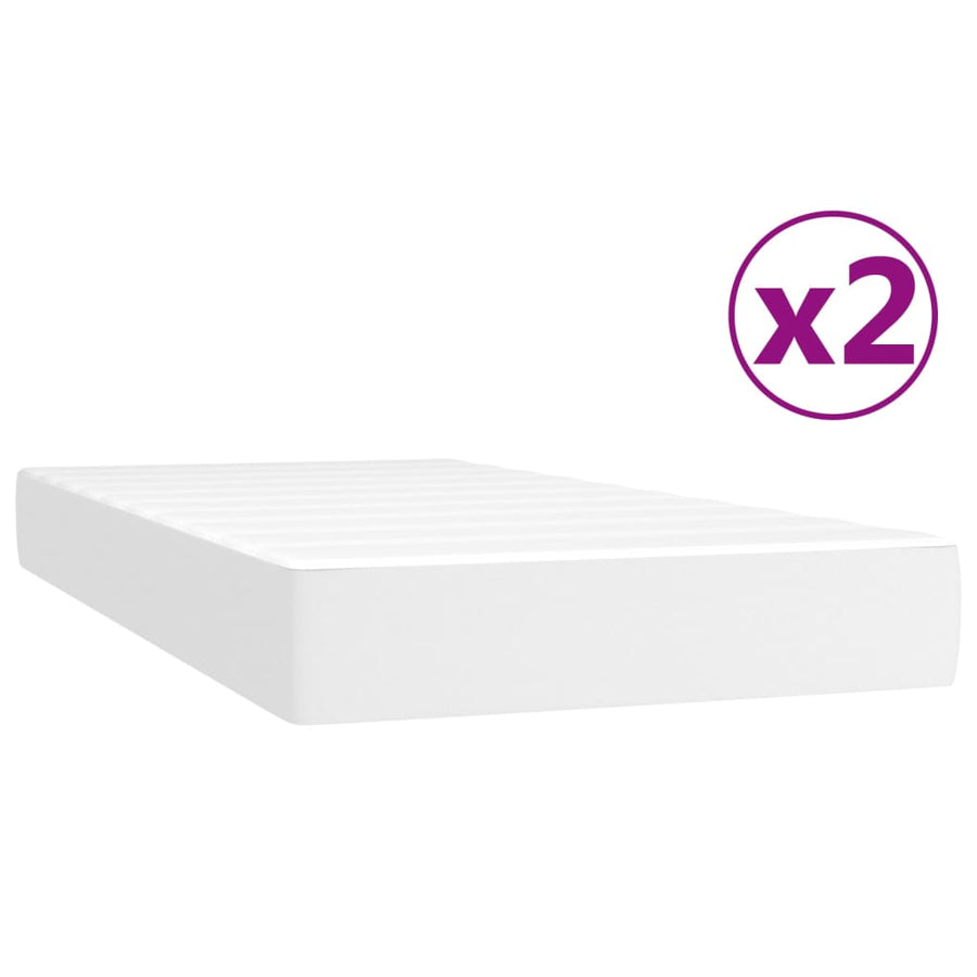 Boxspring met matras kunstleer wit 200x200 cm 200 x 200 cm 25 cm Wit