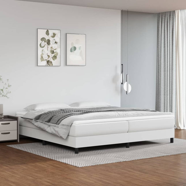 Boxspring met matras kunstleer wit 200x200 cm 200 x 200 cm 25 cm Wit