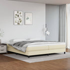 Boxspring met matras kunstleer crèmekleurig 200x200 cm 200 x 200 cm 25 cm Crème