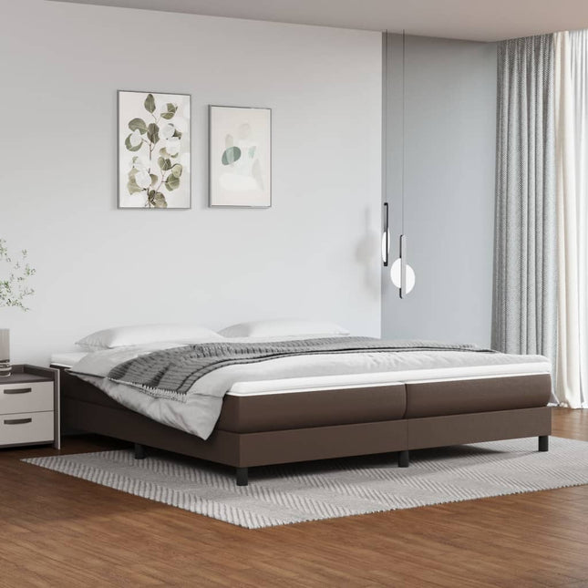 Boxspring met matras kunstleer bruin 200x200 cm 200 x 200 cm 25 cm Bruin