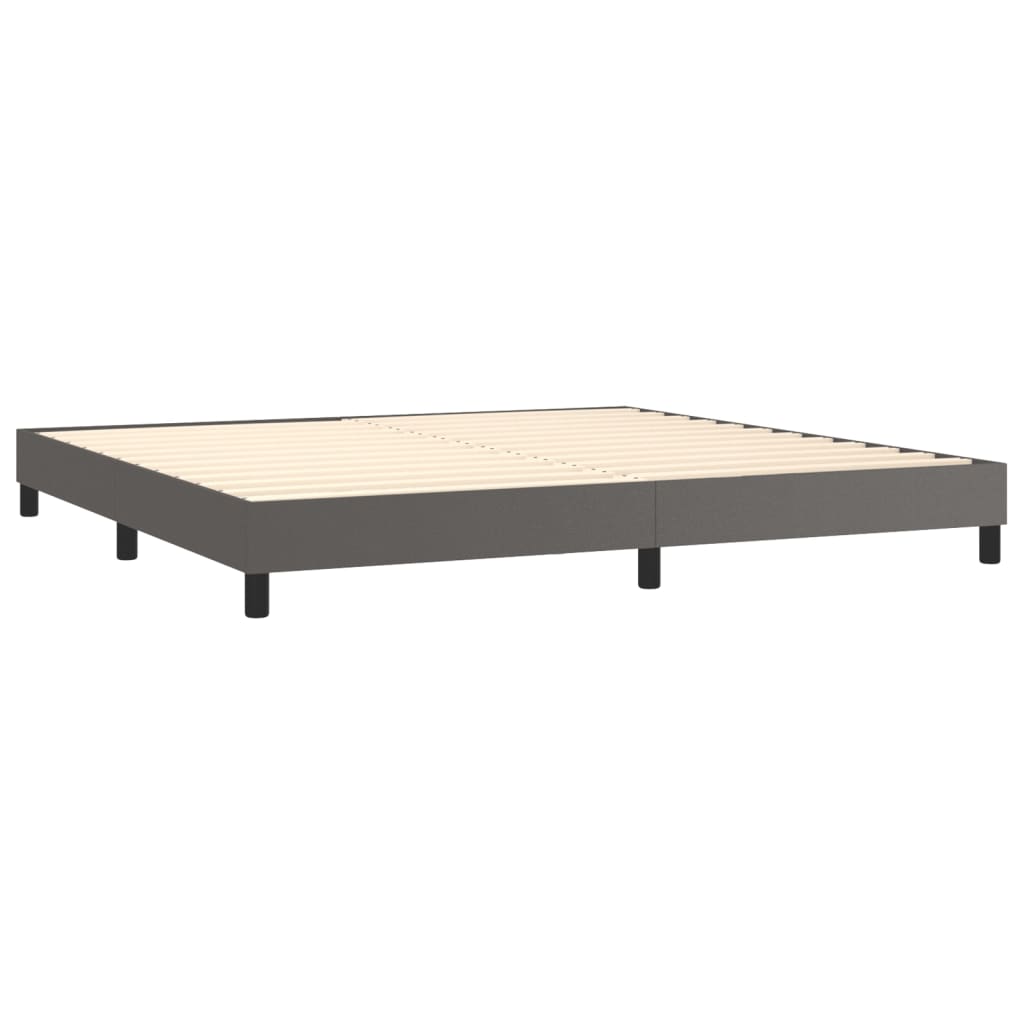 Boxspring met matras kunstleer grijs 200x200 cm 200 x 200 cm 25 cm Grijs