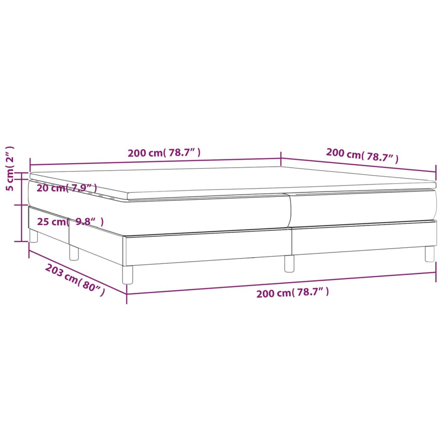 Boxspring met matras kunstleer grijs 200x200 cm 200 x 200 cm 25 cm Grijs