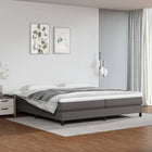 Boxspring met matras kunstleer grijs 200x200 cm 200 x 200 cm 25 cm Grijs