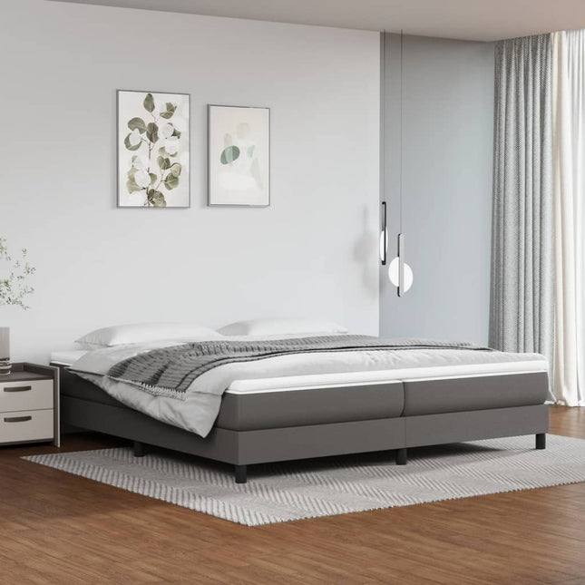 Boxspring met matras kunstleer grijs 200x200 cm 200 x 200 cm 25 cm Grijs