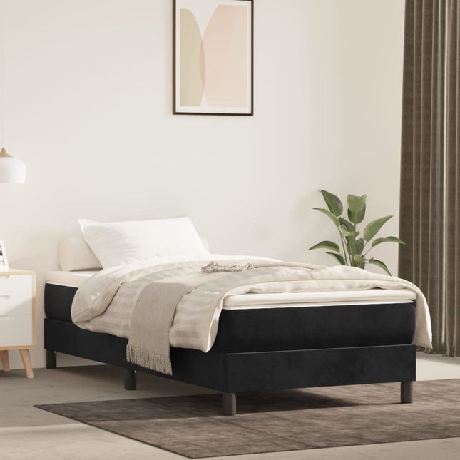 Boxspring met matras fluweel zwart 80x200 cm 80 x 200 cm 25 cm