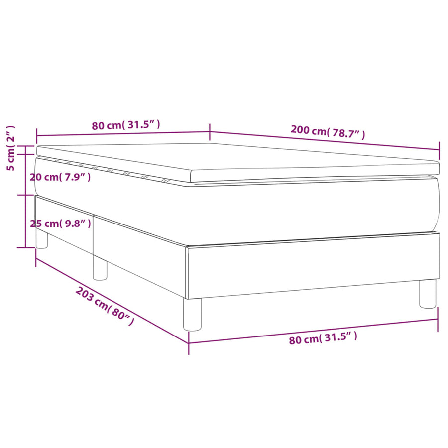 Boxspring Met Matras Fluweel Roze 80 x 200 cm 25 cm