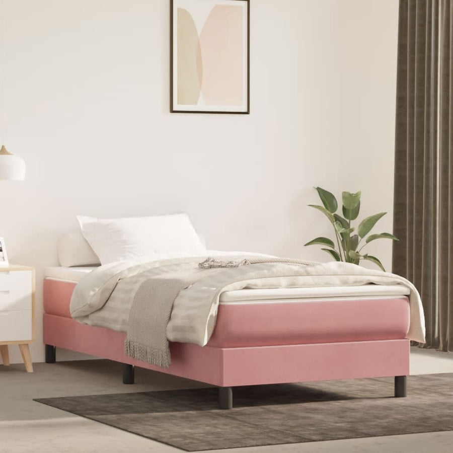 Boxspring Met Matras Fluweel Roze 80 x 200 cm 25 cm