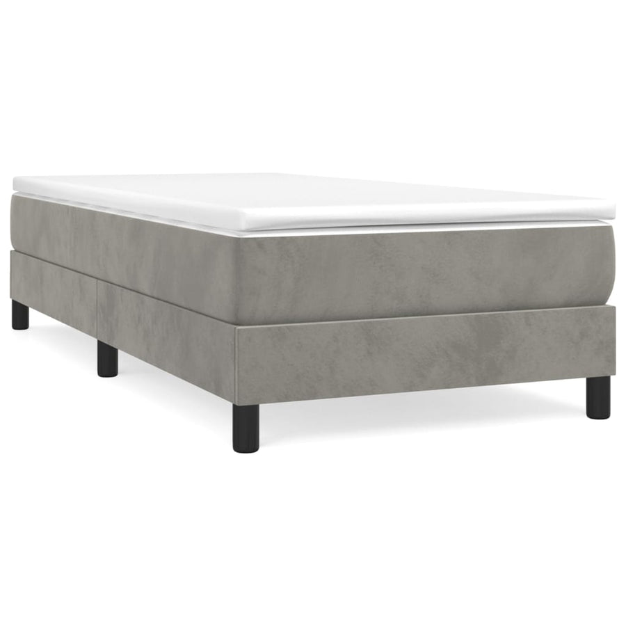 Boxspring met matras fluweel lichtgrijs 90x190 cm 90 x 190 cm 25 cm