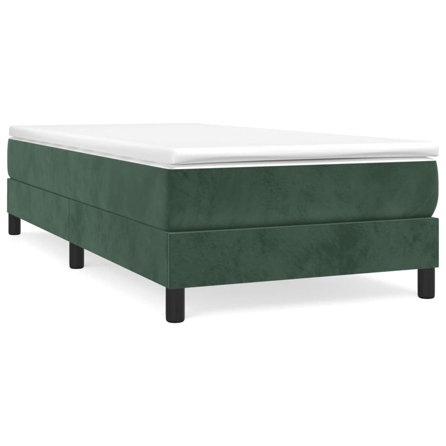 Boxspring met matras fluweel donkergroen 90x190 cm