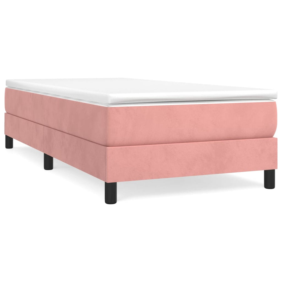 Boxspring met matras fluweel roze 90x190 cm 90 x 190 cm 25 cm