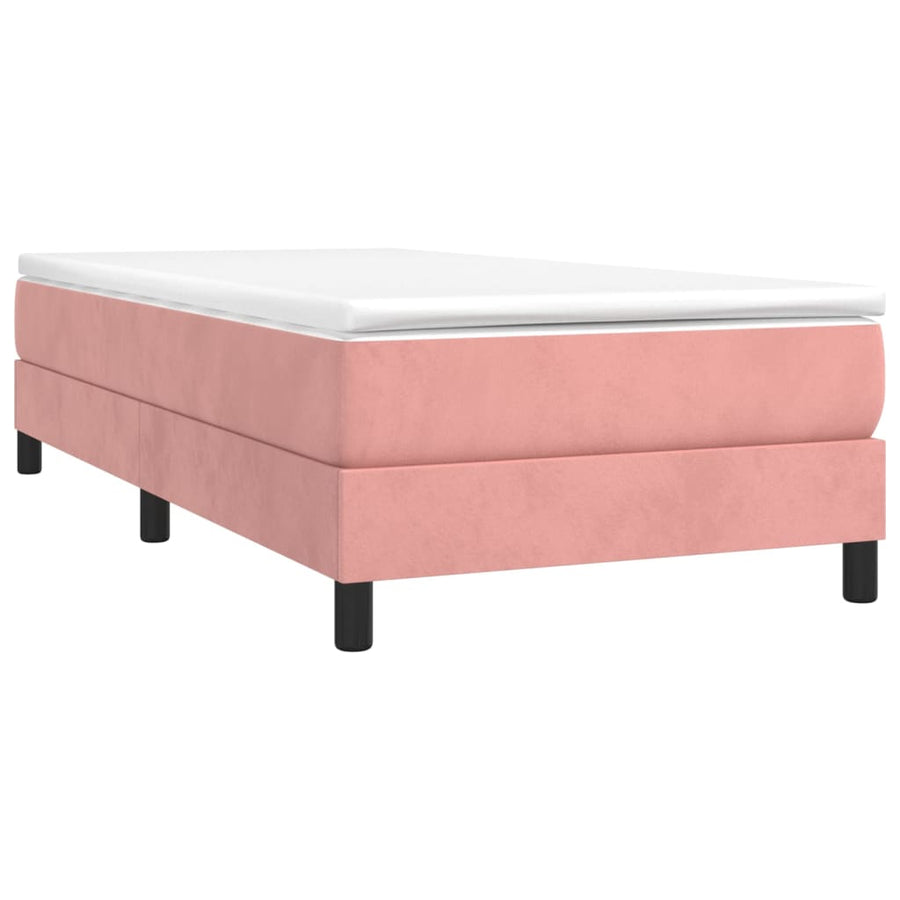 Boxspring met matras fluweel roze 90x190 cm 90 x 190 cm 25 cm