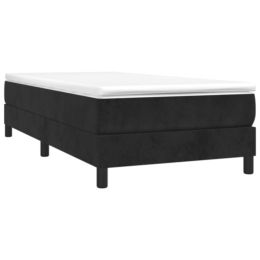 Boxspring met matras fluweel zwart 90x200 cm 90 x 200 cm 25 cm