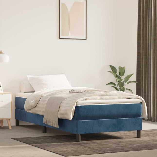 Boxspring met matras fluweel donkerblauw 90x200 cm 90 x 200 cm 25 cm