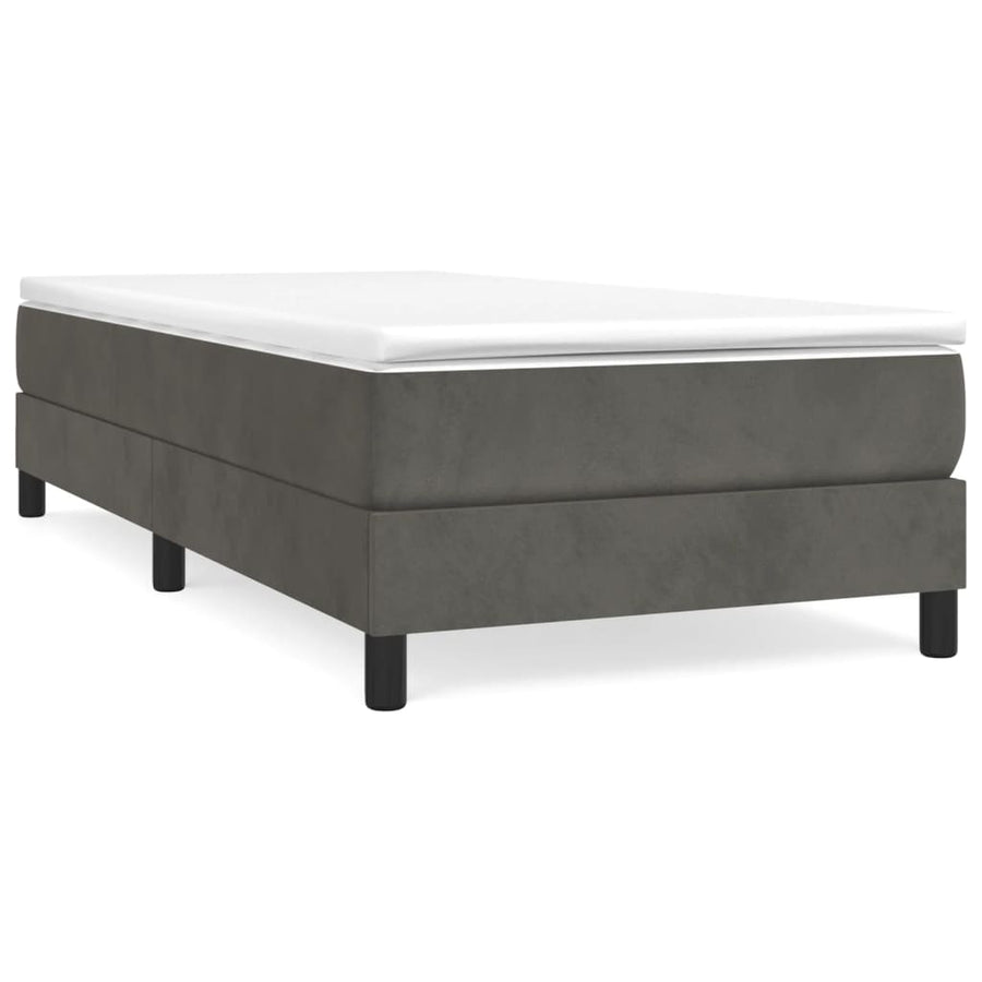 Boxspring met matras fluweel donkergrijs 100x200 cm 100 x 200 cm 25 cm